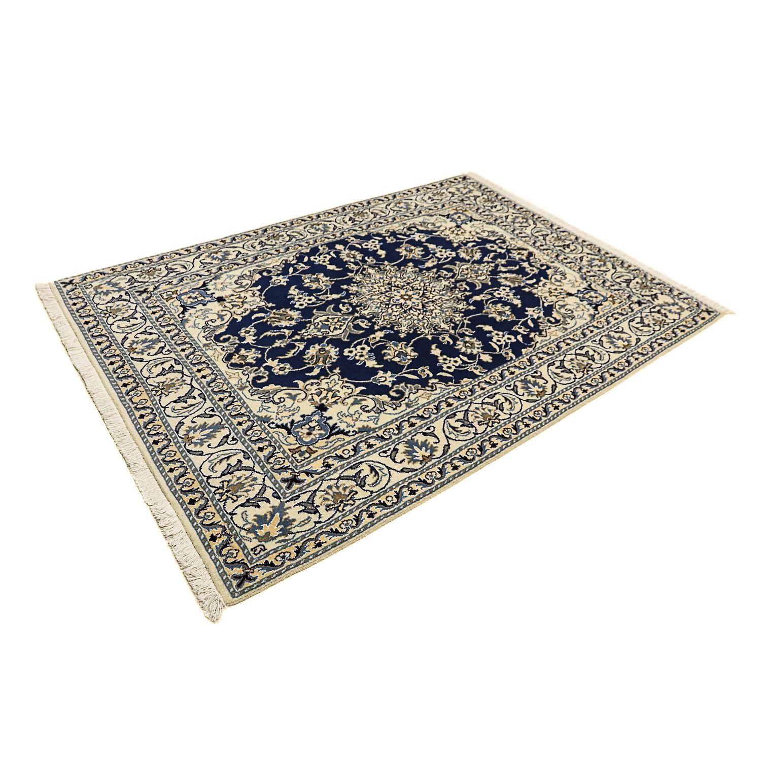 Tapis persan - Nain - 202 x 142 cm - bleu foncé