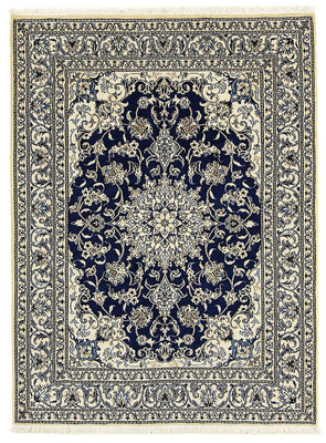Tapis persan - Nain - 198 x 151 cm - bleu foncé