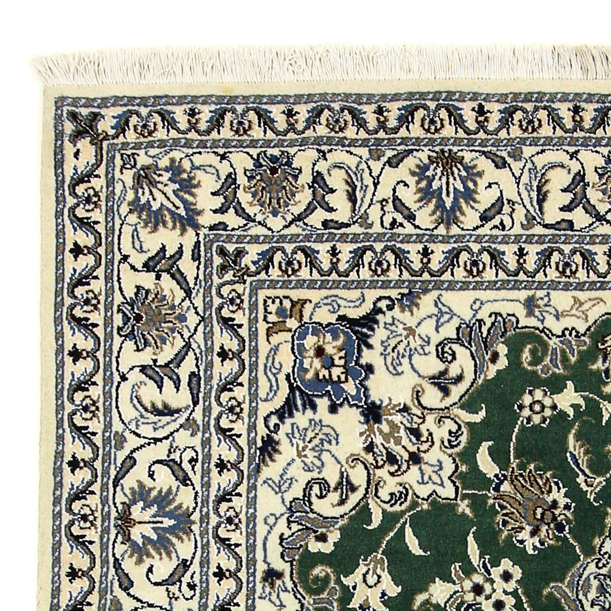 Tapis persan - Nain - 193 x 153 cm - vert foncé