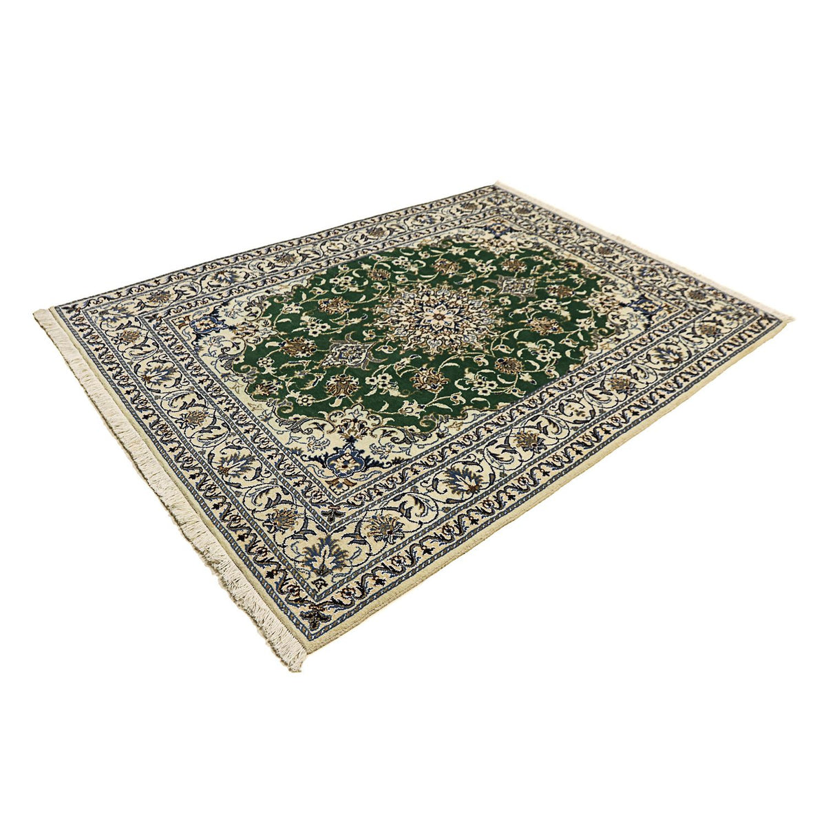 Tapis persan - Nain - 193 x 153 cm - vert foncé