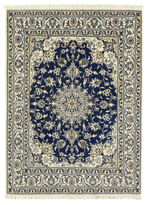 Tapis persan - Nain - 196 x 145 cm - bleu foncé