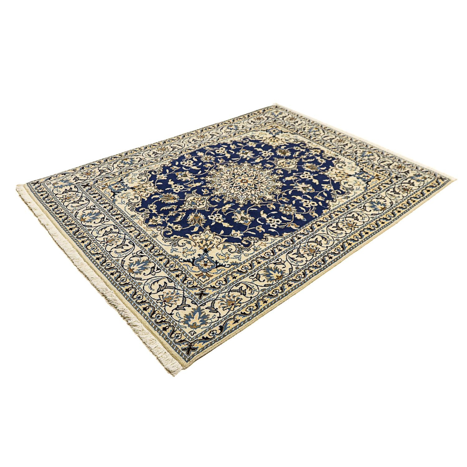 Tapis persan - Nain - 196 x 145 cm - bleu foncé