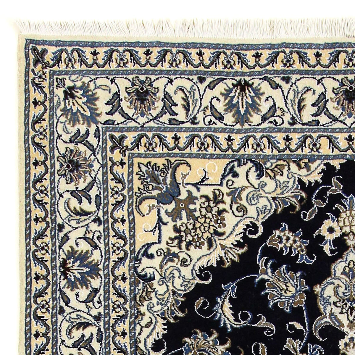 Tapis persan - Nain - 206 x 147 cm - bleu foncé