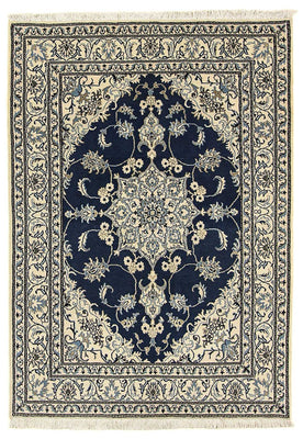 Tapis persan - Nain - 206 x 153 cm - bleu foncé