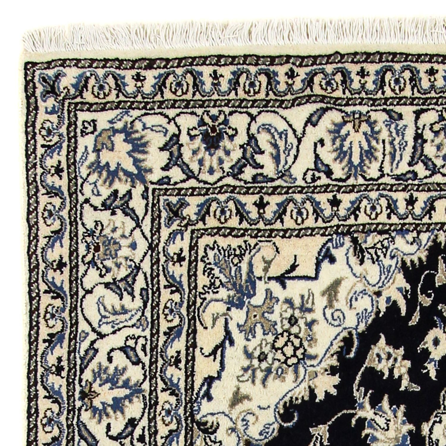 Tapis persan - Nain - 203 x 143 cm - bleu foncé