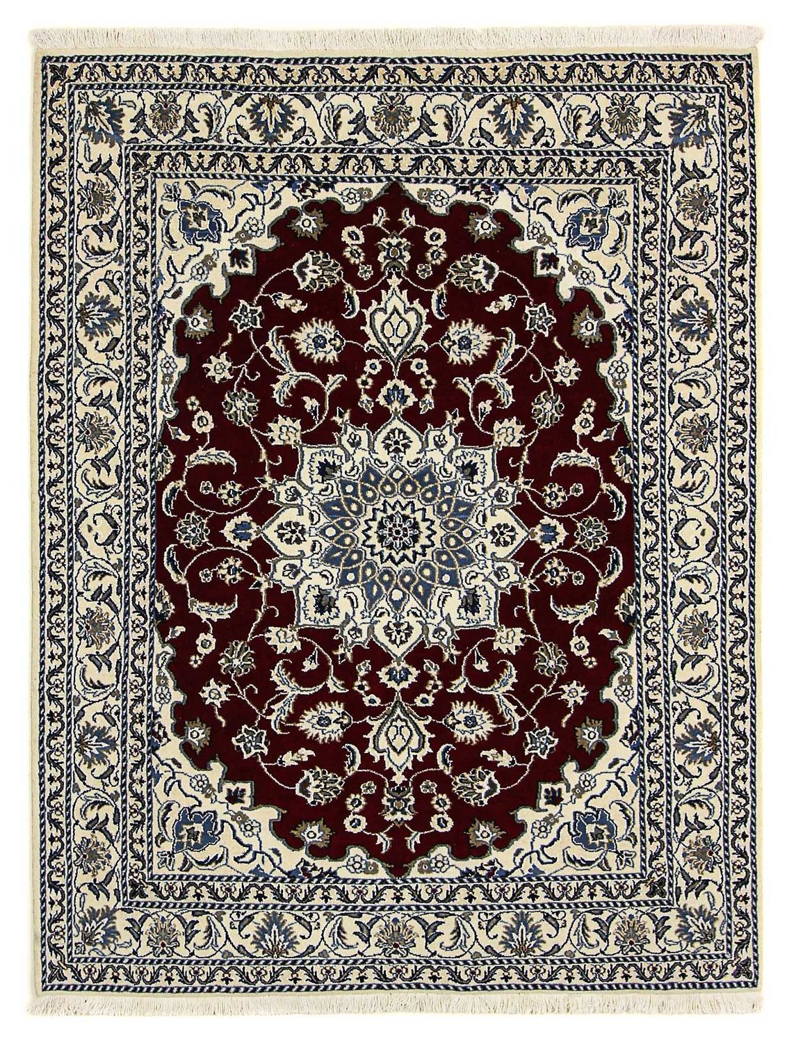 Tapis persan - Nain - 191 x 150 cm - rouge foncé