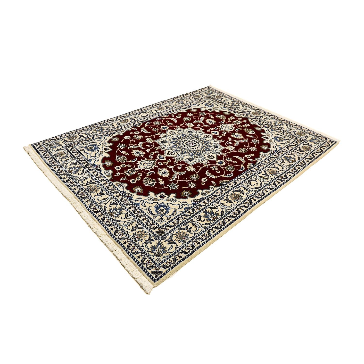 Tapis persan - Nain - 191 x 150 cm - rouge foncé