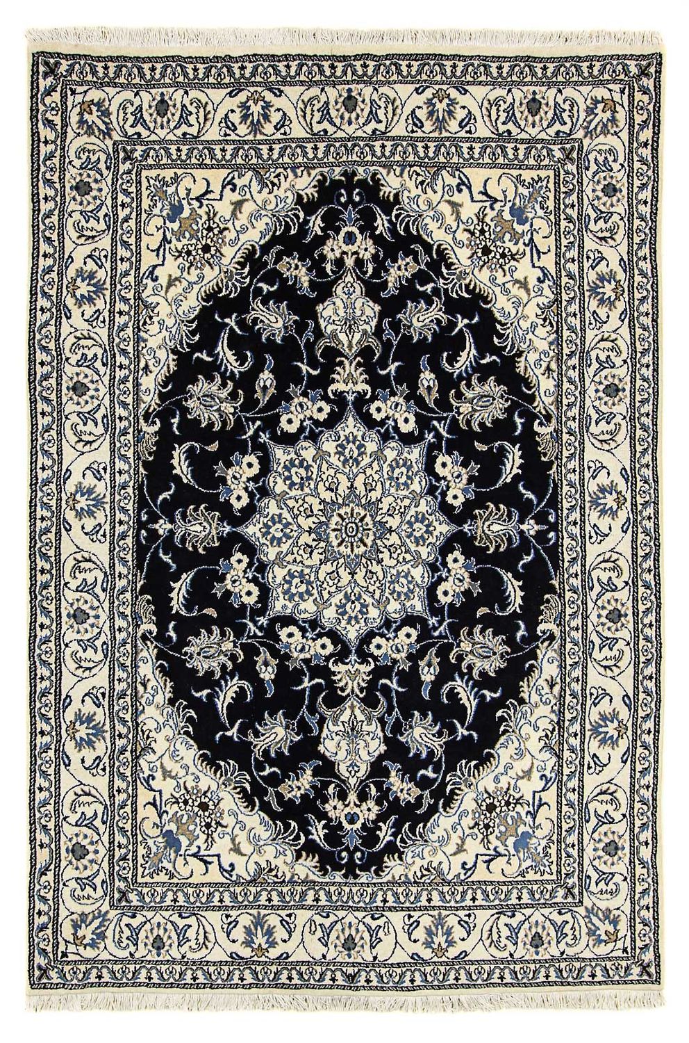 Tapis persan - Nain - 235 x 165 cm - bleu foncé
