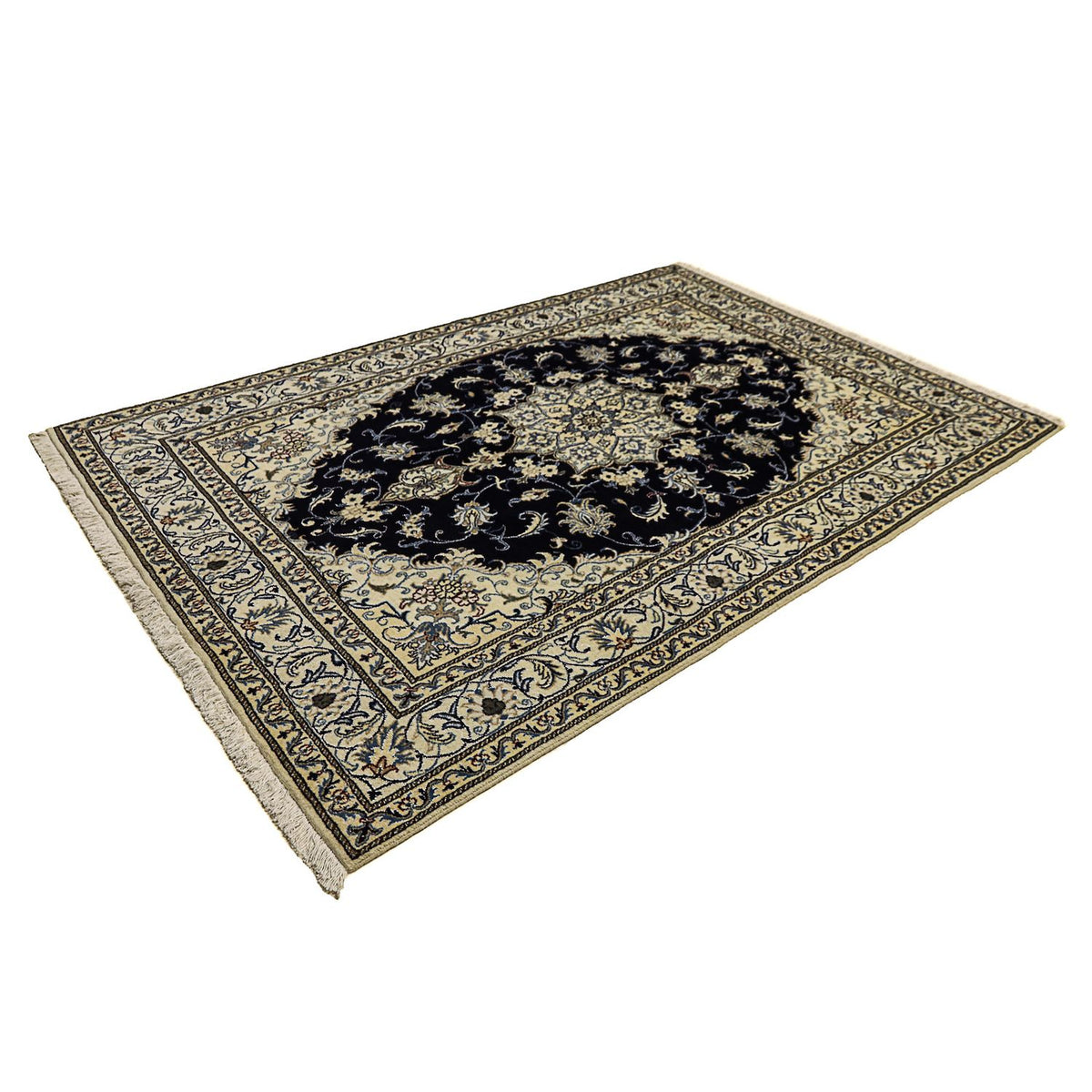 Tapis persan - Nain - 242 x 166 cm - bleu foncé