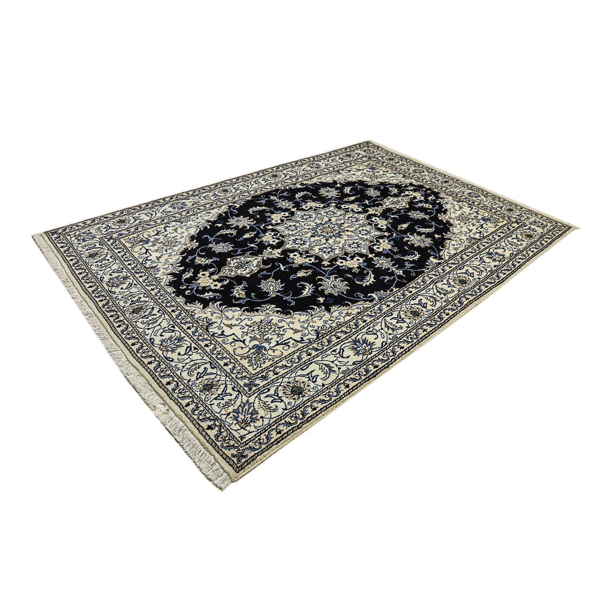 Tapis persan - Nain - 240 x 166 cm - bleu foncé