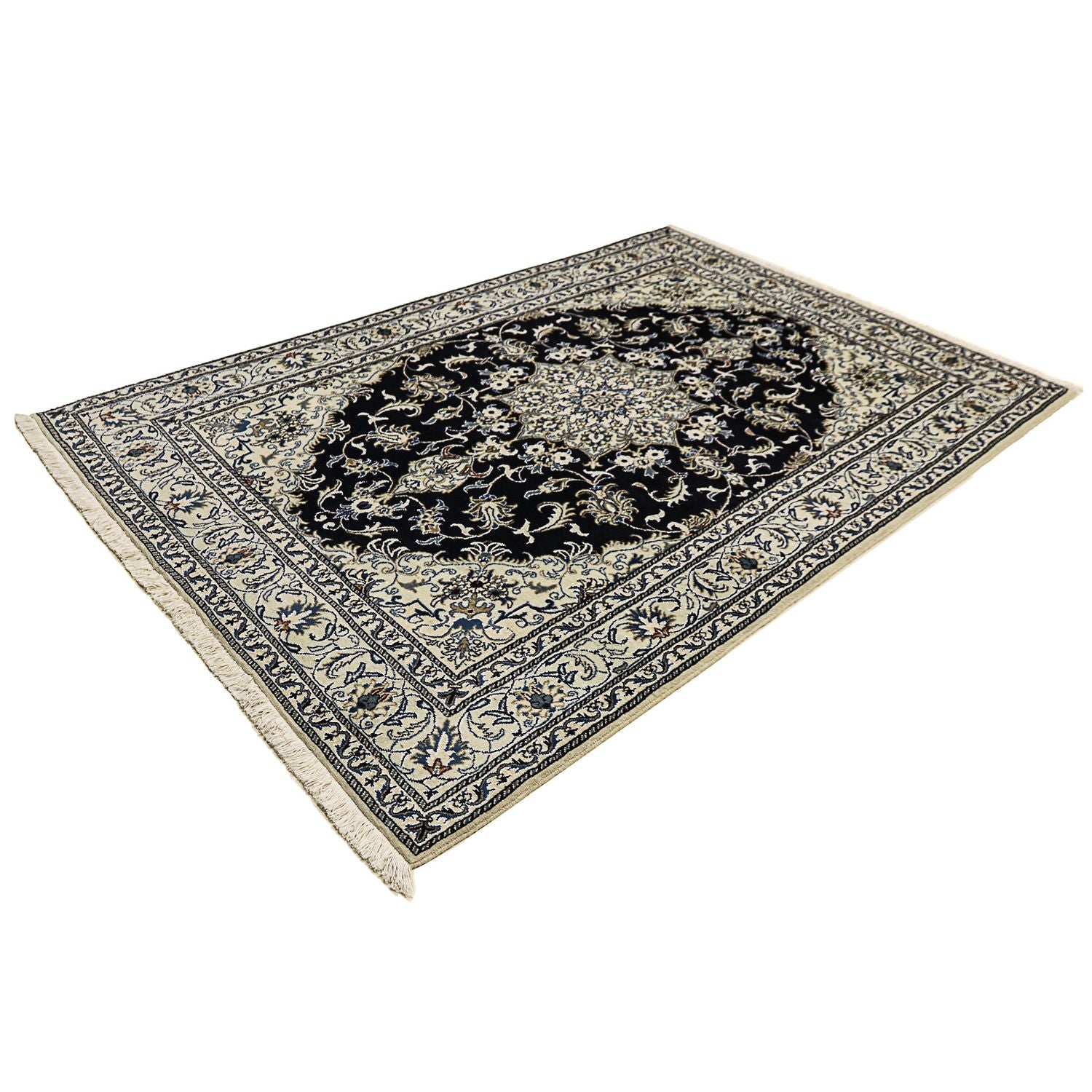 Tapis persan - Nain - 246 x 164 cm - bleu foncé
