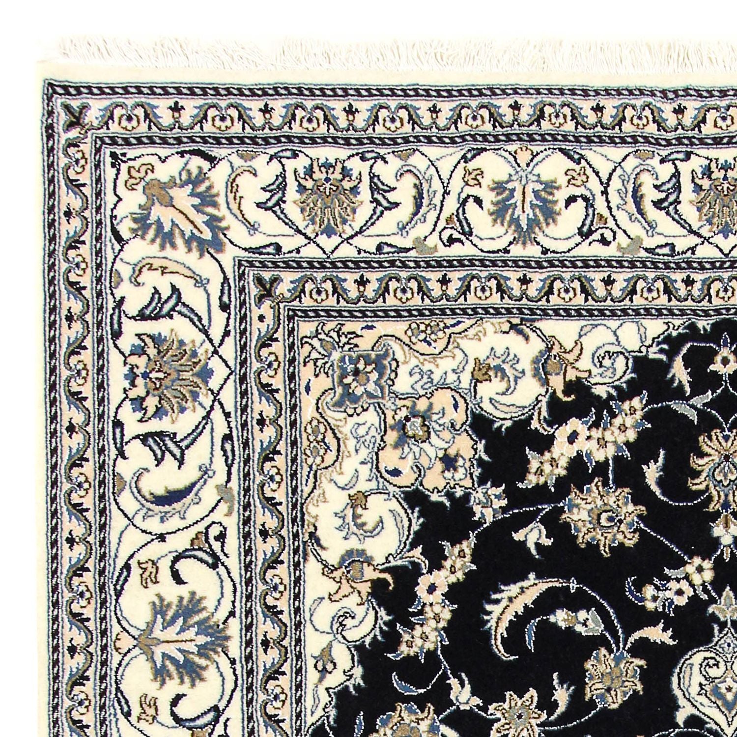 Tapis persan - Nain - 300 x 200 cm - bleu foncé