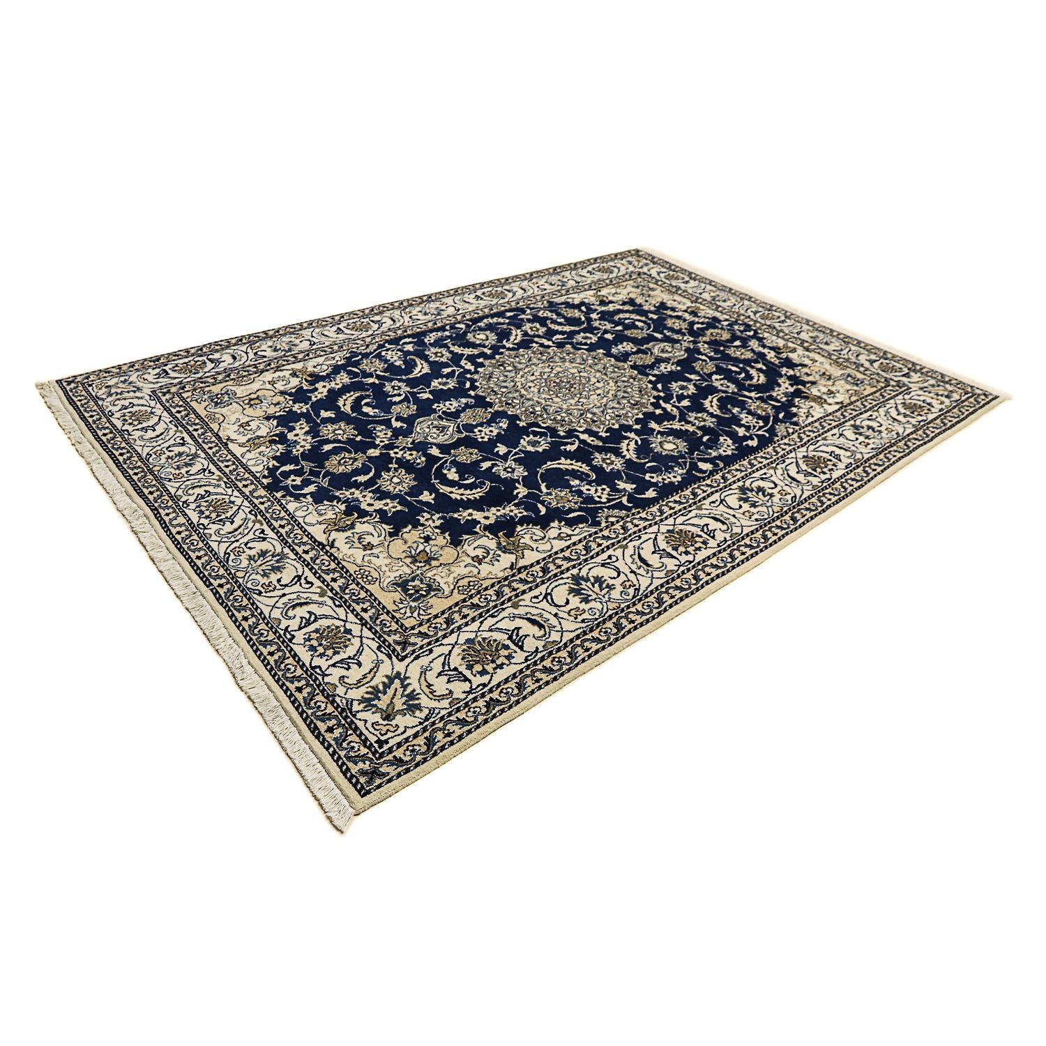 Tapis persan - Nain - 290 x 198 cm - bleu foncé