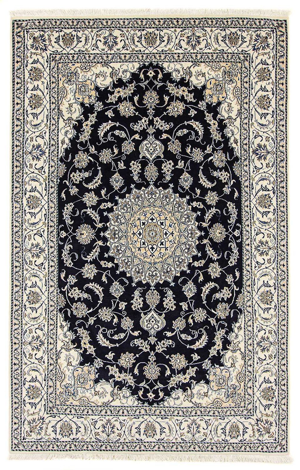 Tapis persan - Nain - 305 x 193 cm - bleu foncé