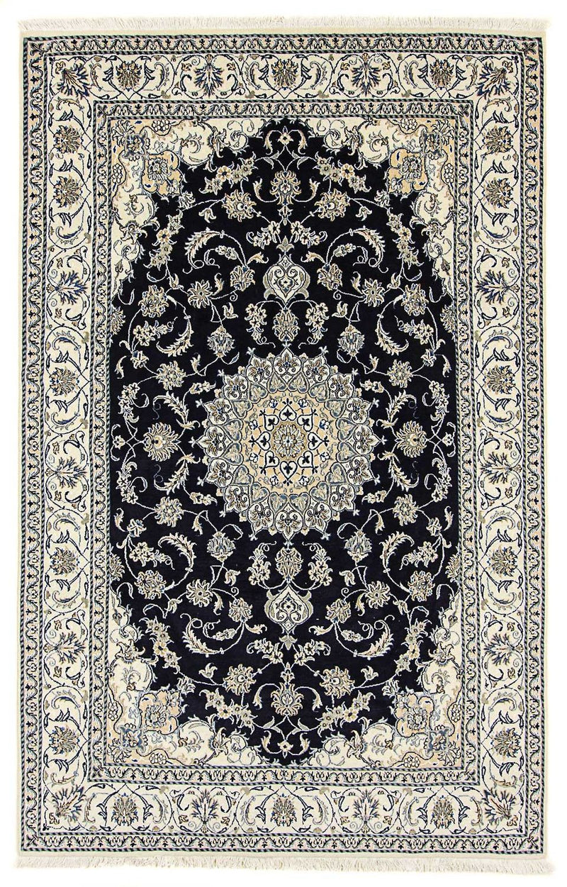 Tapis persan - Nain - 305 x 193 cm - bleu foncé