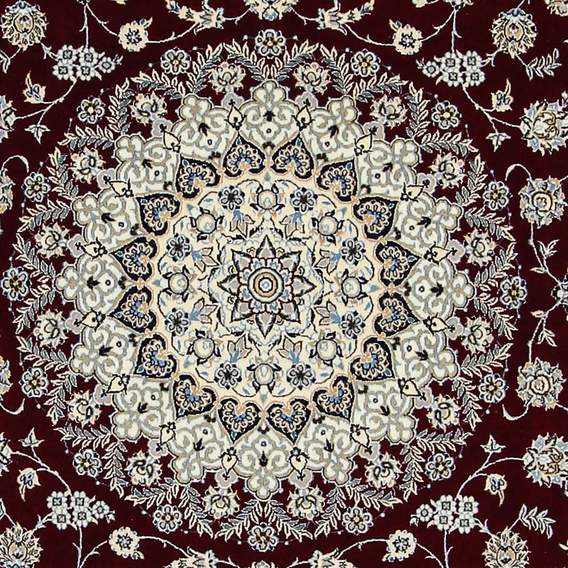 Tapis persan - Nain - Premium carré  - 207 x 206 cm - rouge foncé