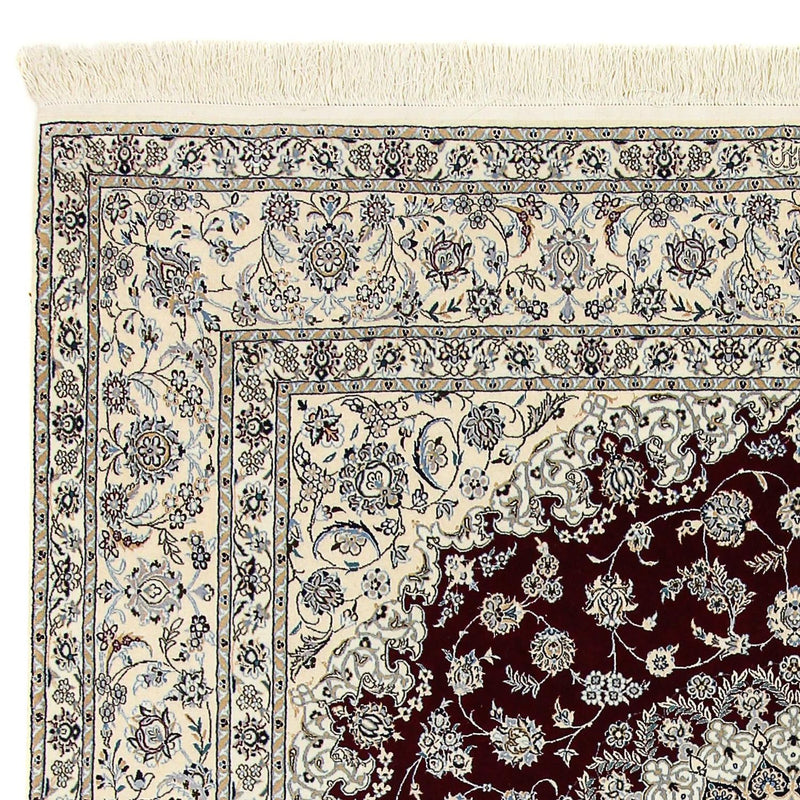 Tapis persan - Nain - Premium carré  - 207 x 206 cm - rouge foncé