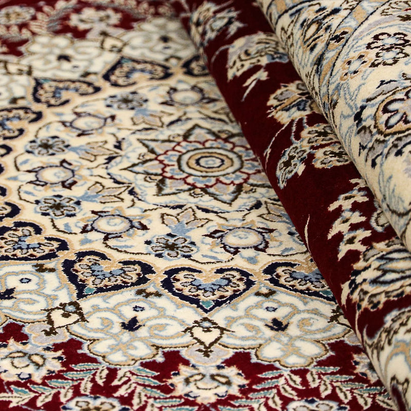 Tapis persan - Nain - Premium carré  - 207 x 206 cm - rouge foncé
