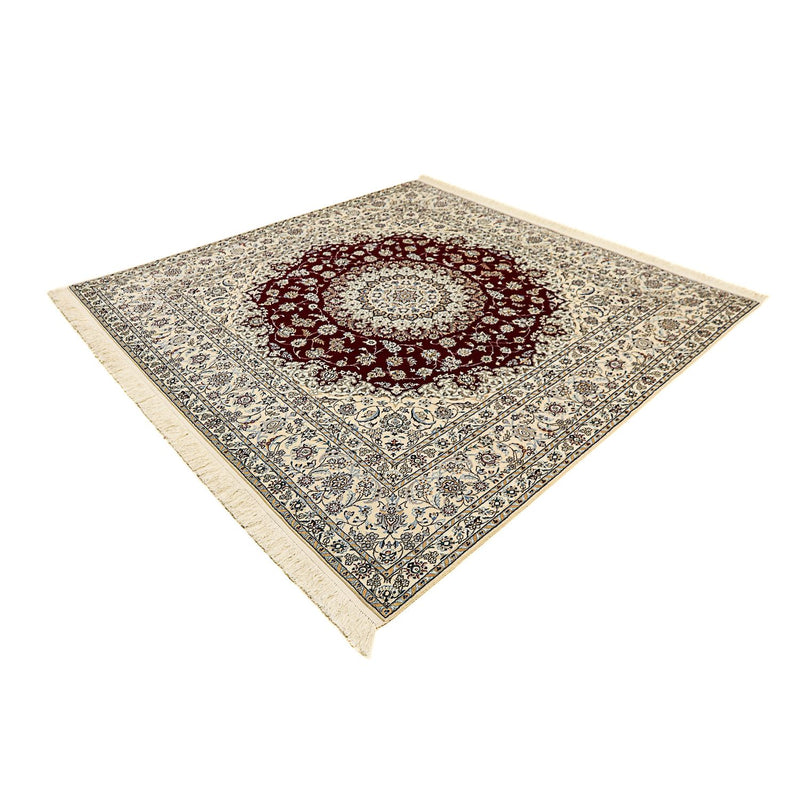 Tapis persan - Nain - Premium carré  - 207 x 206 cm - rouge foncé