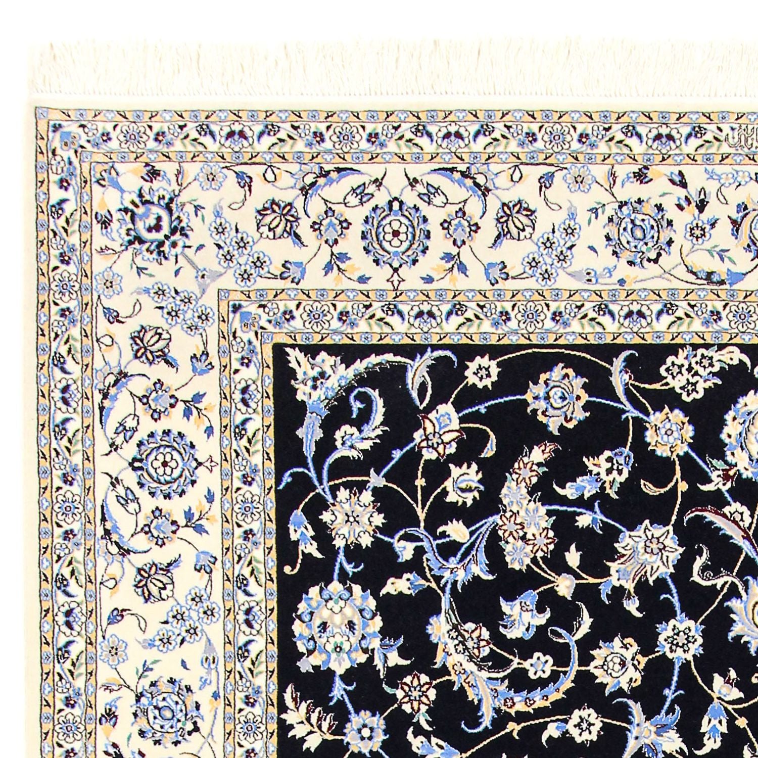 Tapis persan - Nain - Premium - 300 x 200 cm - bleu foncé