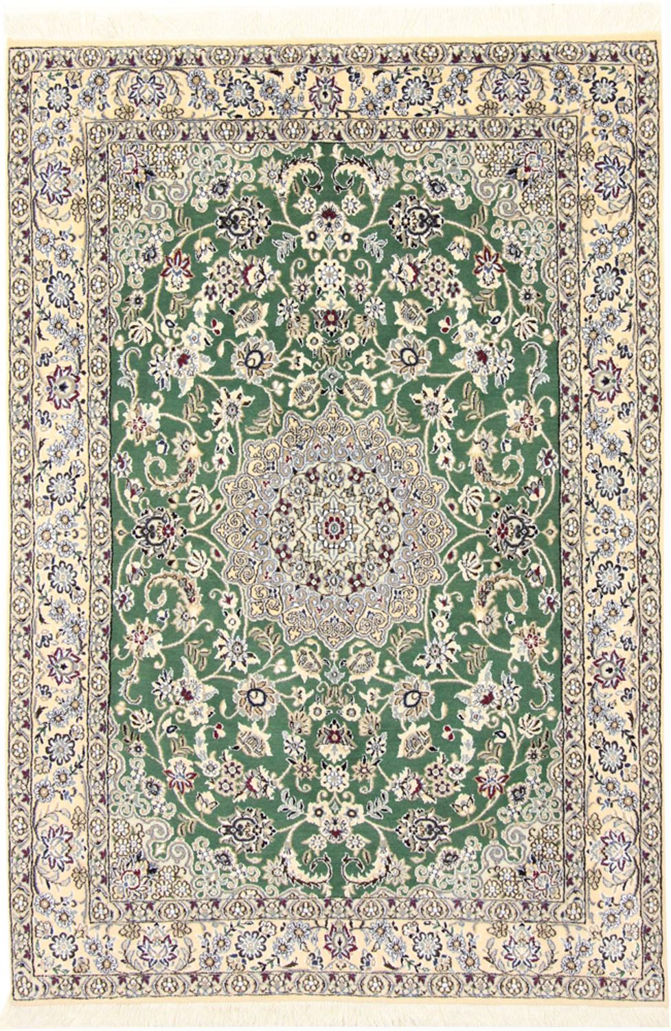 Tapis persan - Nain - Royal - 198 x 130 cm - vert