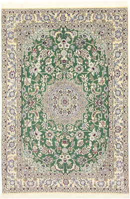 Tapis persan - Nain - Royal - 198 x 130 cm - vert