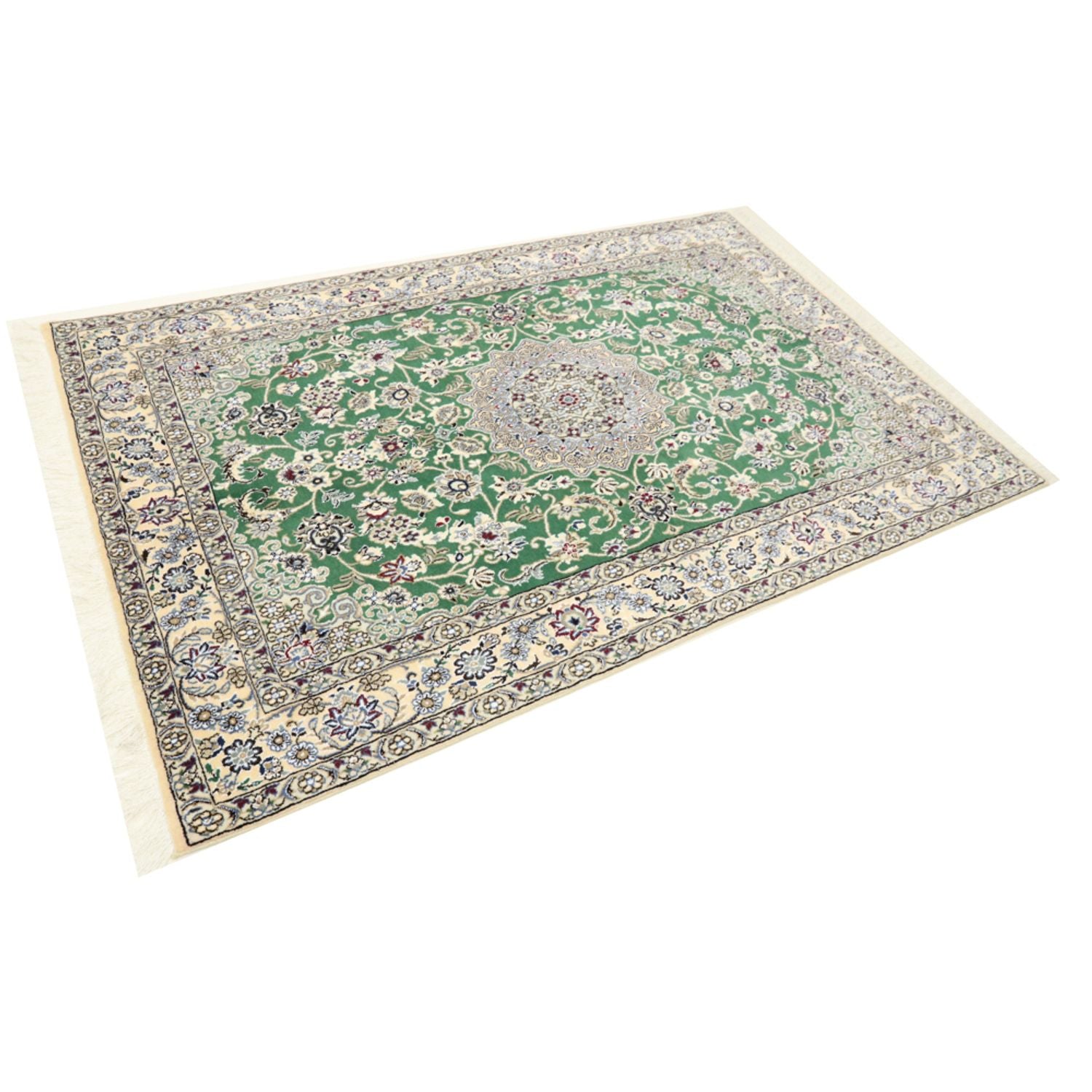 Tapis persan - Nain - Royal - 198 x 130 cm - vert