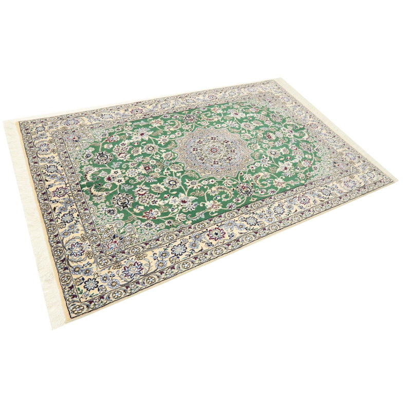 Tapis persan - Nain - Royal - 198 x 130 cm - vert