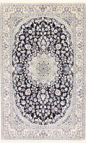 Tapis persan - Nain - Royal - 202 x 132 cm - bleu foncé