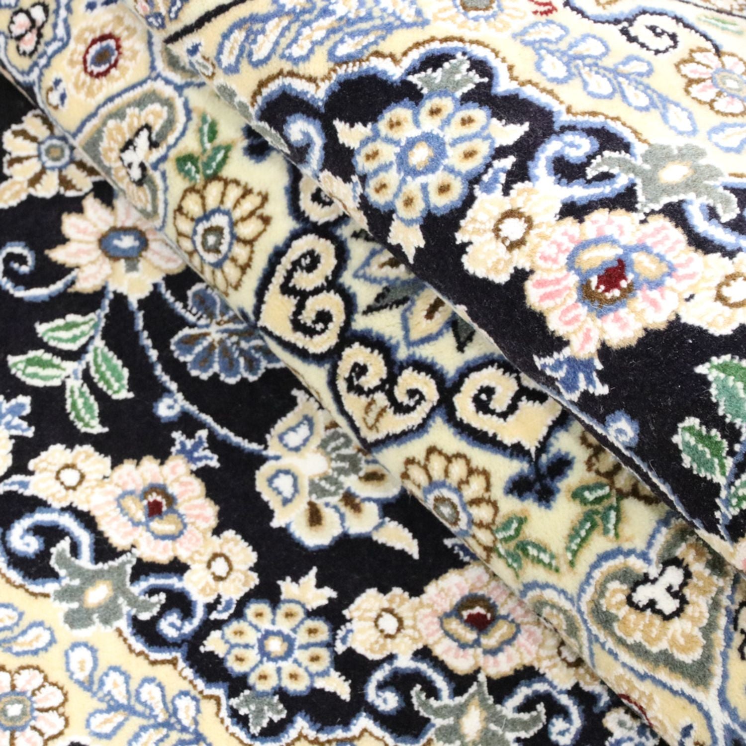 Tapis persan - Nain - Royal - 202 x 132 cm - bleu foncé