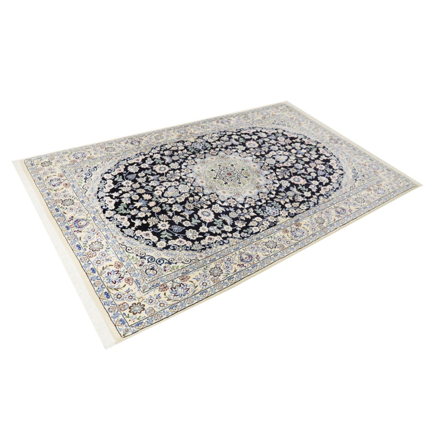 Tapis persan - Nain - Royal - 202 x 132 cm - bleu foncé