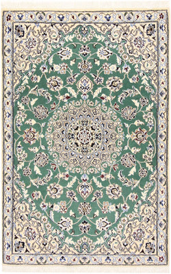 Tapis persan - Nain - Royal - 137 x 88 cm - vert