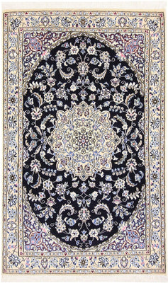 Tapis persan - Nain - Royal - 155 x 96 cm - bleu foncé