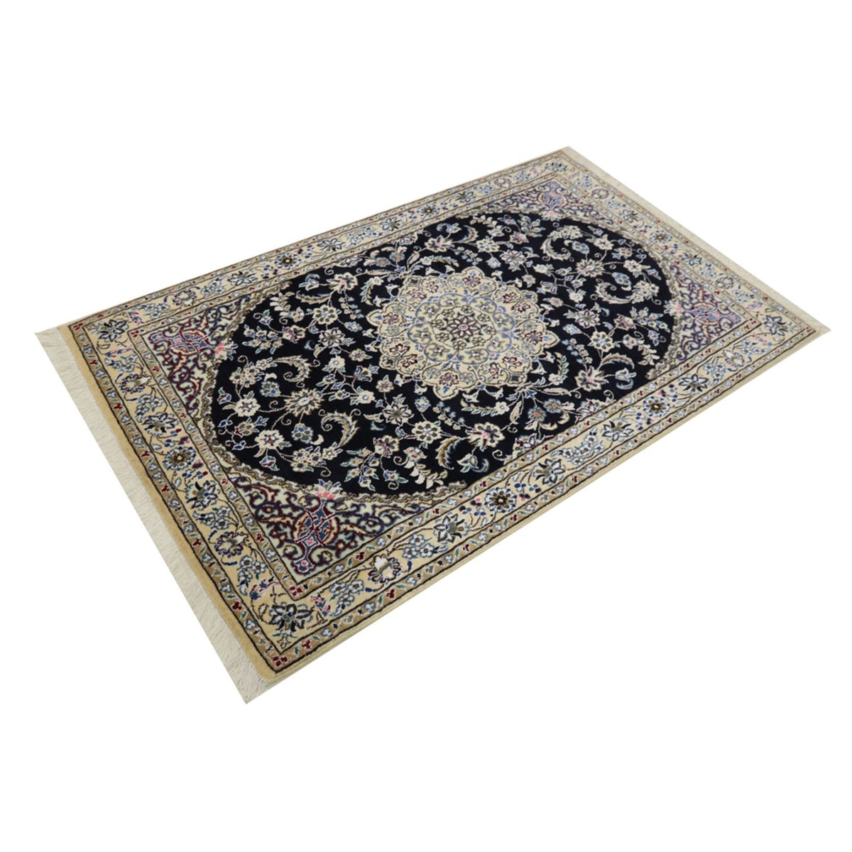 Tapis persan - Nain - Royal - 155 x 96 cm - bleu foncé