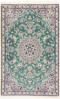 Tapis persan - Nain - Royal - 139 x 89 cm - vert