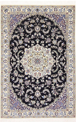Tapis persan - Nain - Royal - 148 x 98 cm - bleu foncé