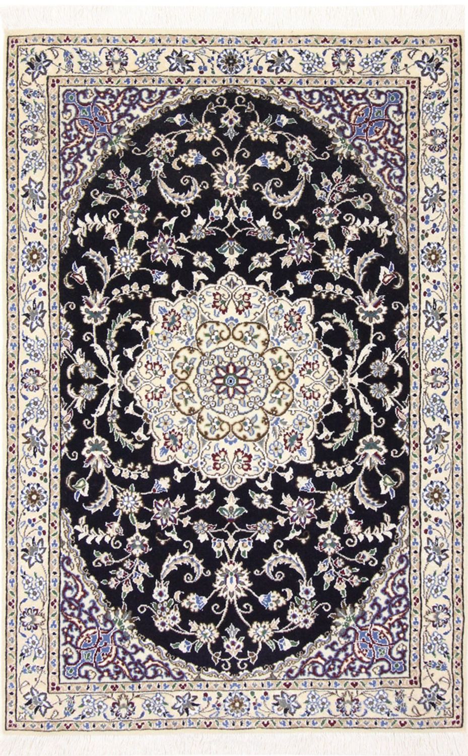 Tapis persan - Nain - Royal - 148 x 98 cm - bleu foncé
