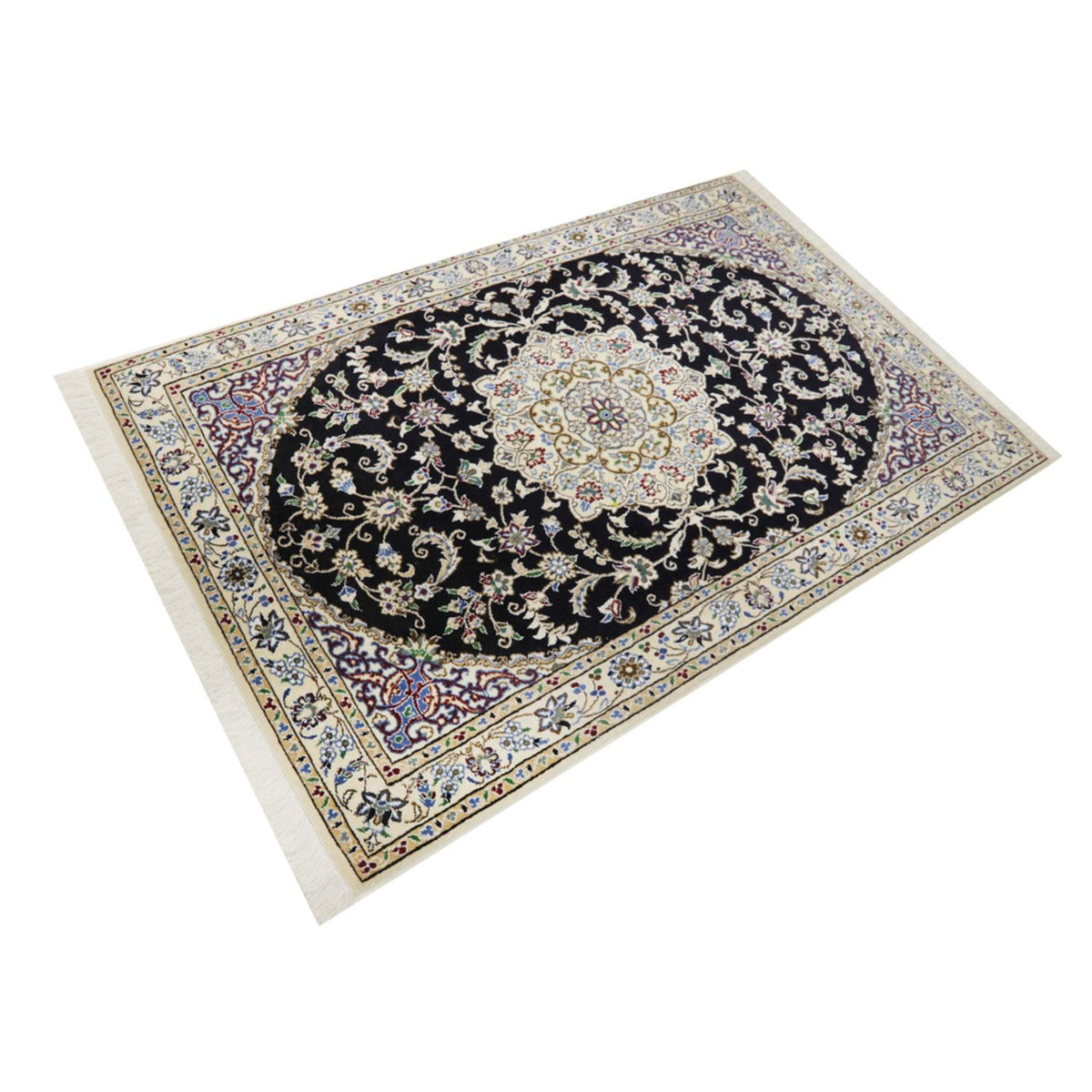 Tapis persan - Nain - Royal - 148 x 98 cm - bleu foncé