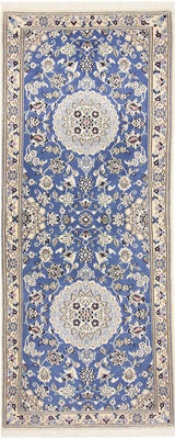 Tapis de couloir Tapis persan - Nain - Royal - 198 x 83 cm - bleu
