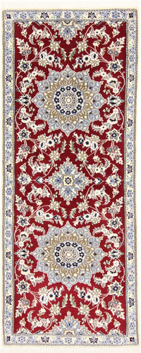 Tapis de couloir Tapis persan - Nain - Royal - 203 x 81 cm - rouge