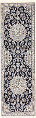 Tapis de couloir Tapis persan - Nain - Royal - 196 x 61 cm - bleu foncé