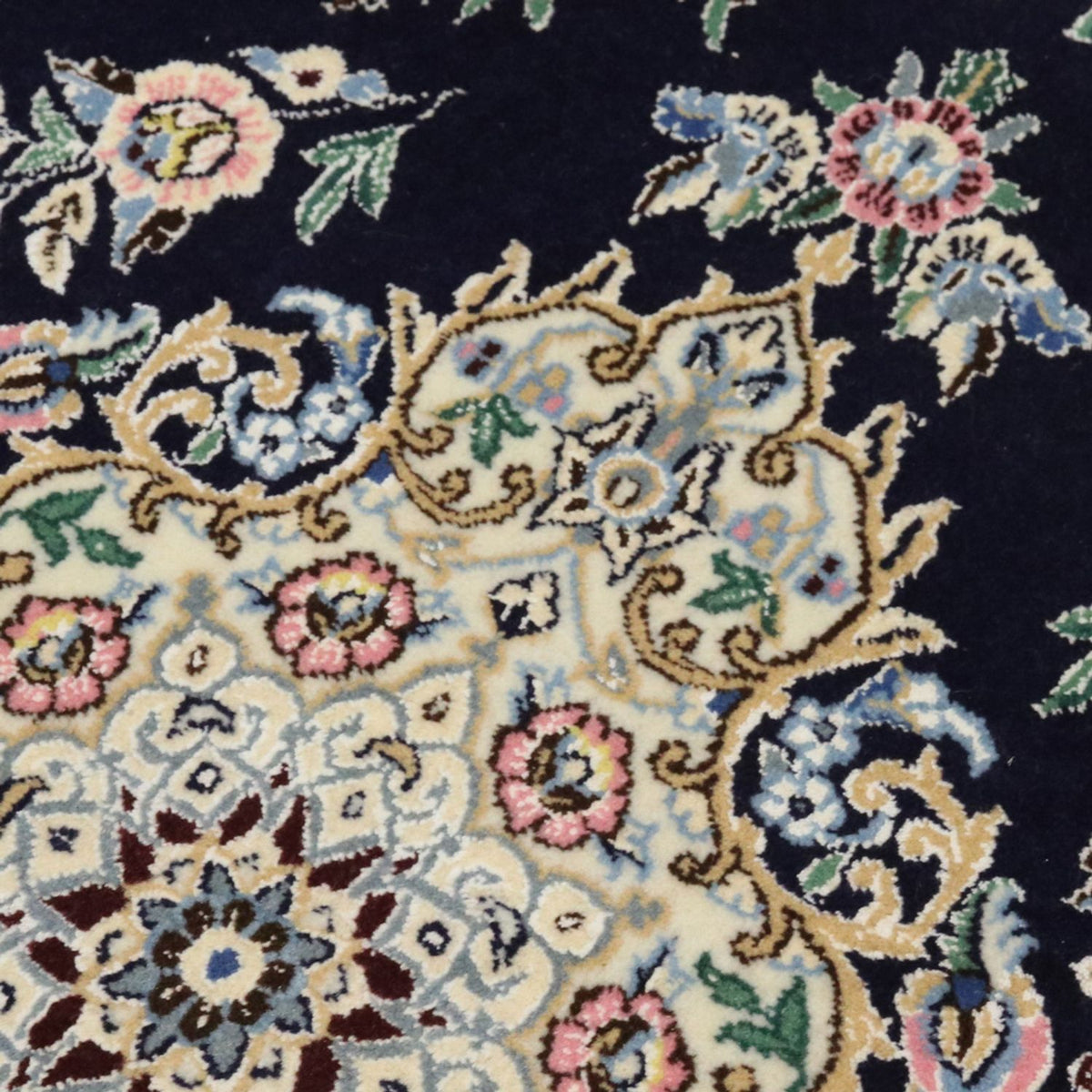 Tapis persan - Nain - Royal - 90 x 60 cm - bleu foncé