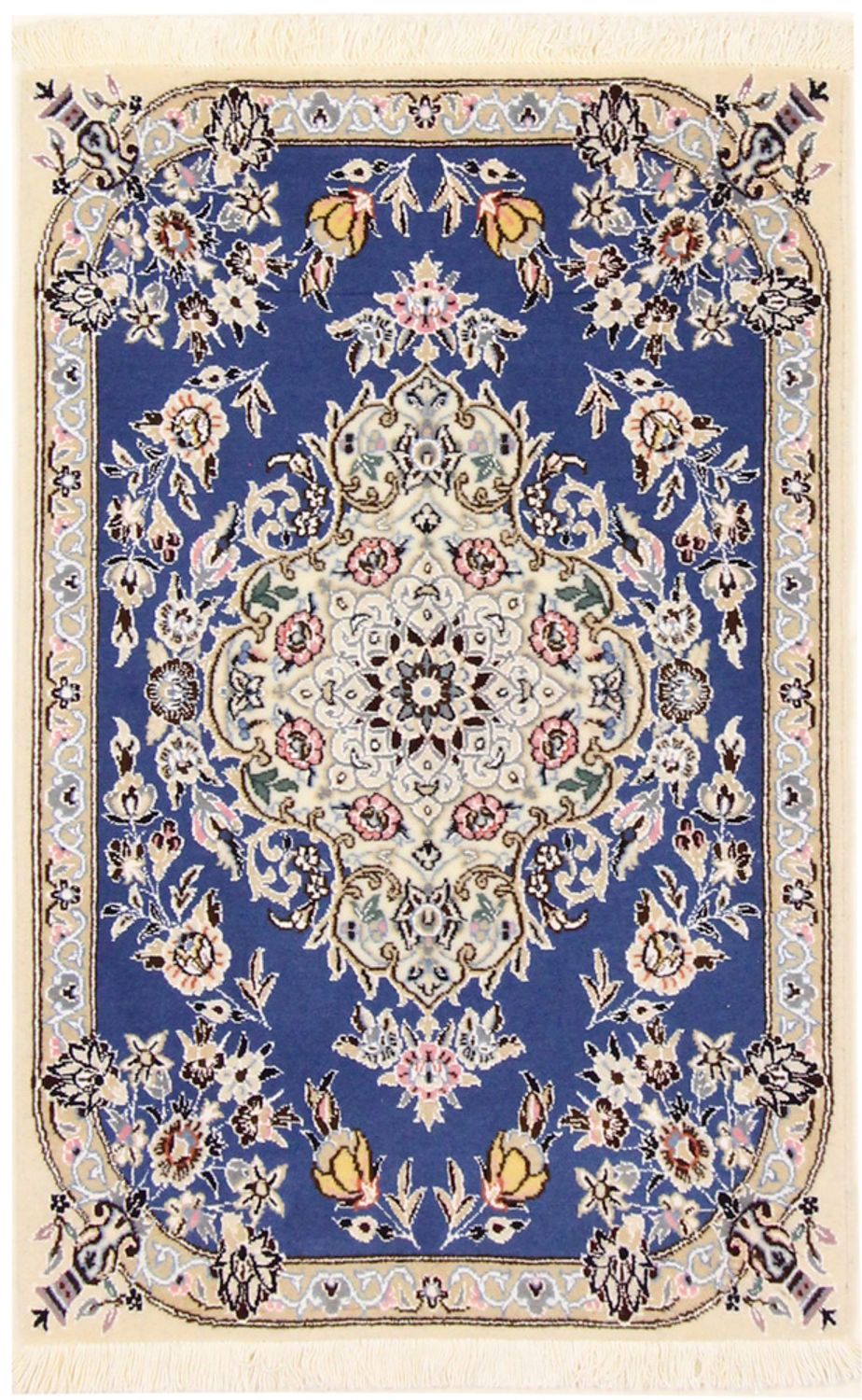 Tapis persan - Nain - Royal - 90 x 60 cm - bleu