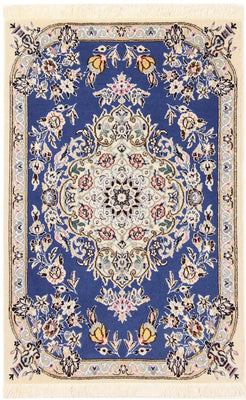 Tapis persan - Nain - Royal - 90 x 60 cm - bleu