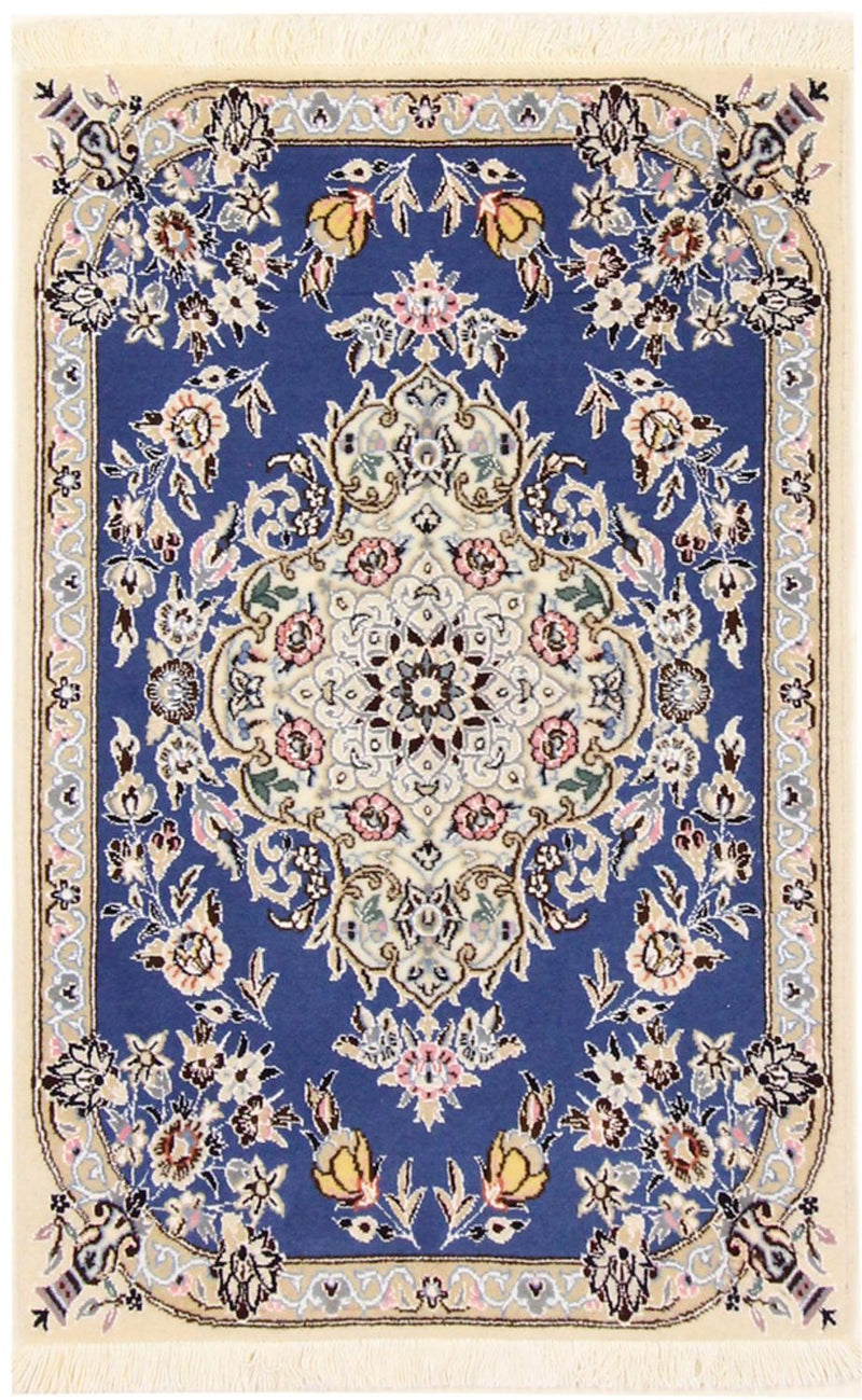 Tapis persan - Nain - Royal - 90 x 60 cm - bleu