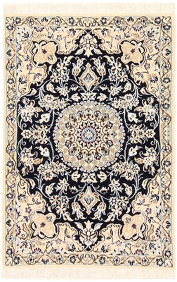 Tapis persan - Nain - Royal - 90 x 60 cm - bleu foncé
