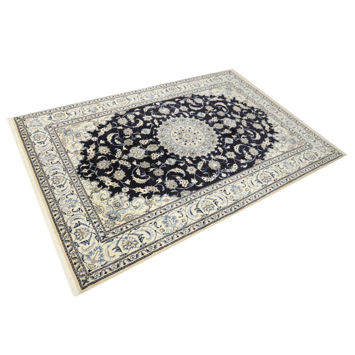 Tapis persan - Nain - 294 x 195 cm - bleu foncé