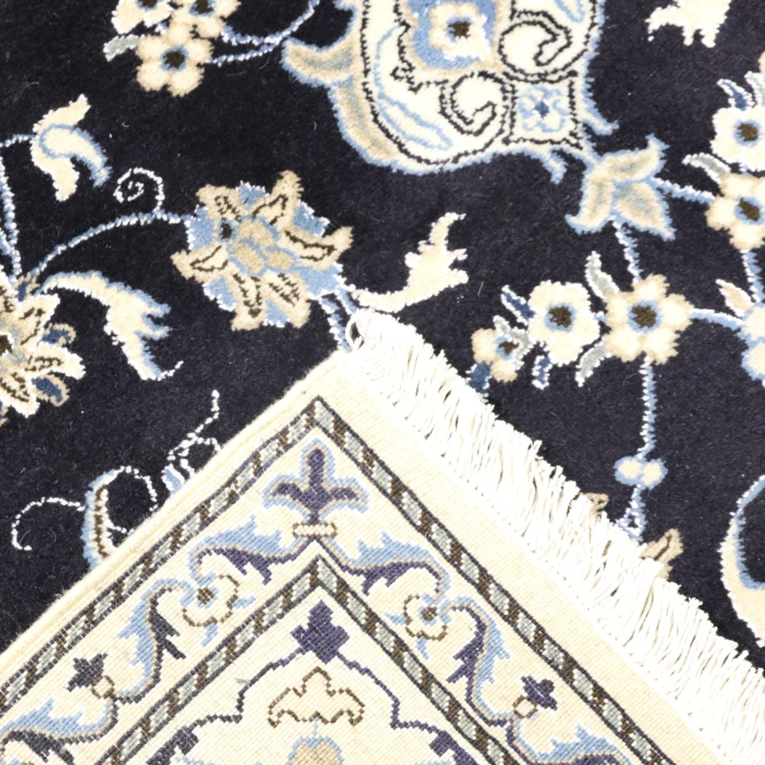 Tapis persan - Nain - 294 x 195 cm - bleu foncé