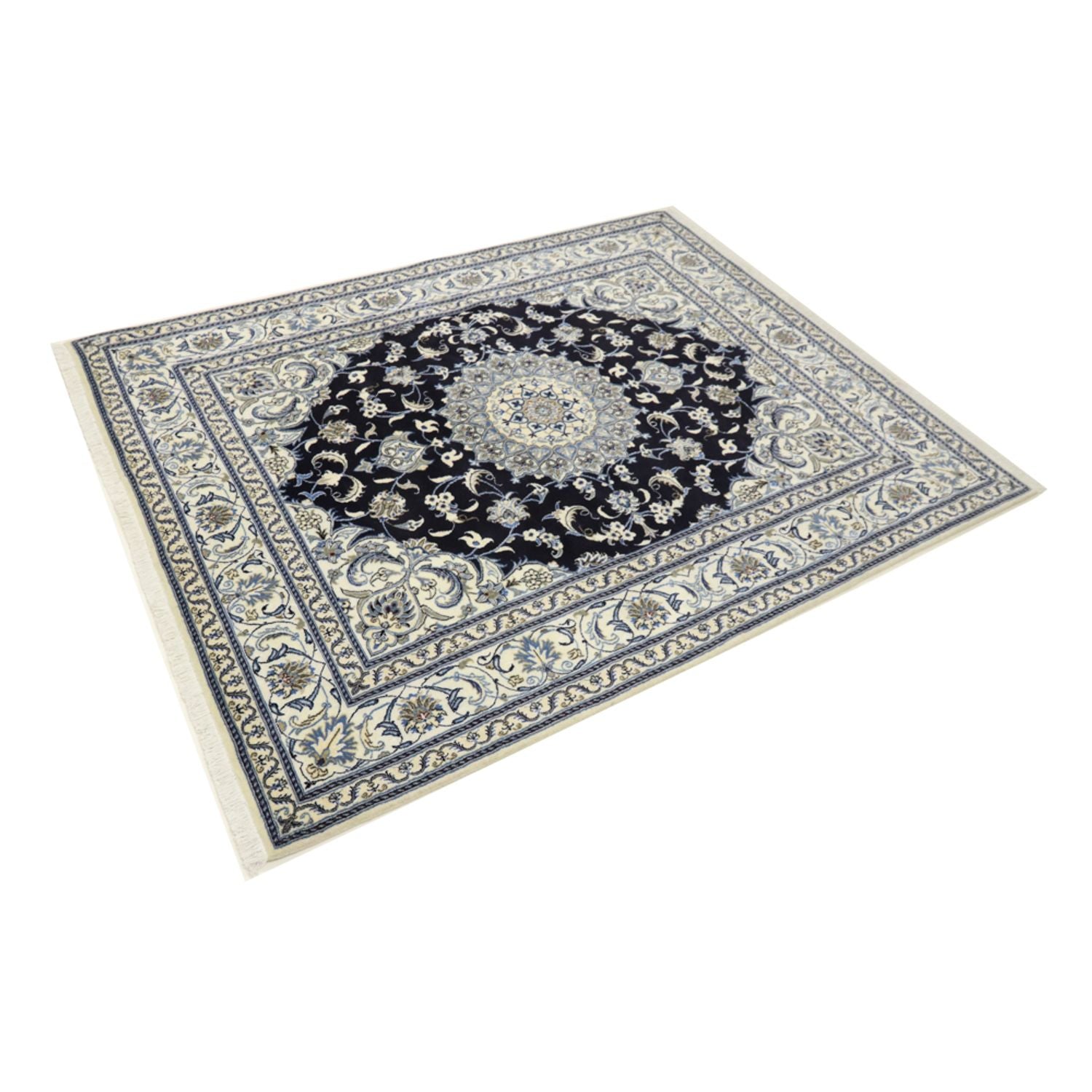 Tapis persan - Nain - 250 x 197 cm - bleu foncé