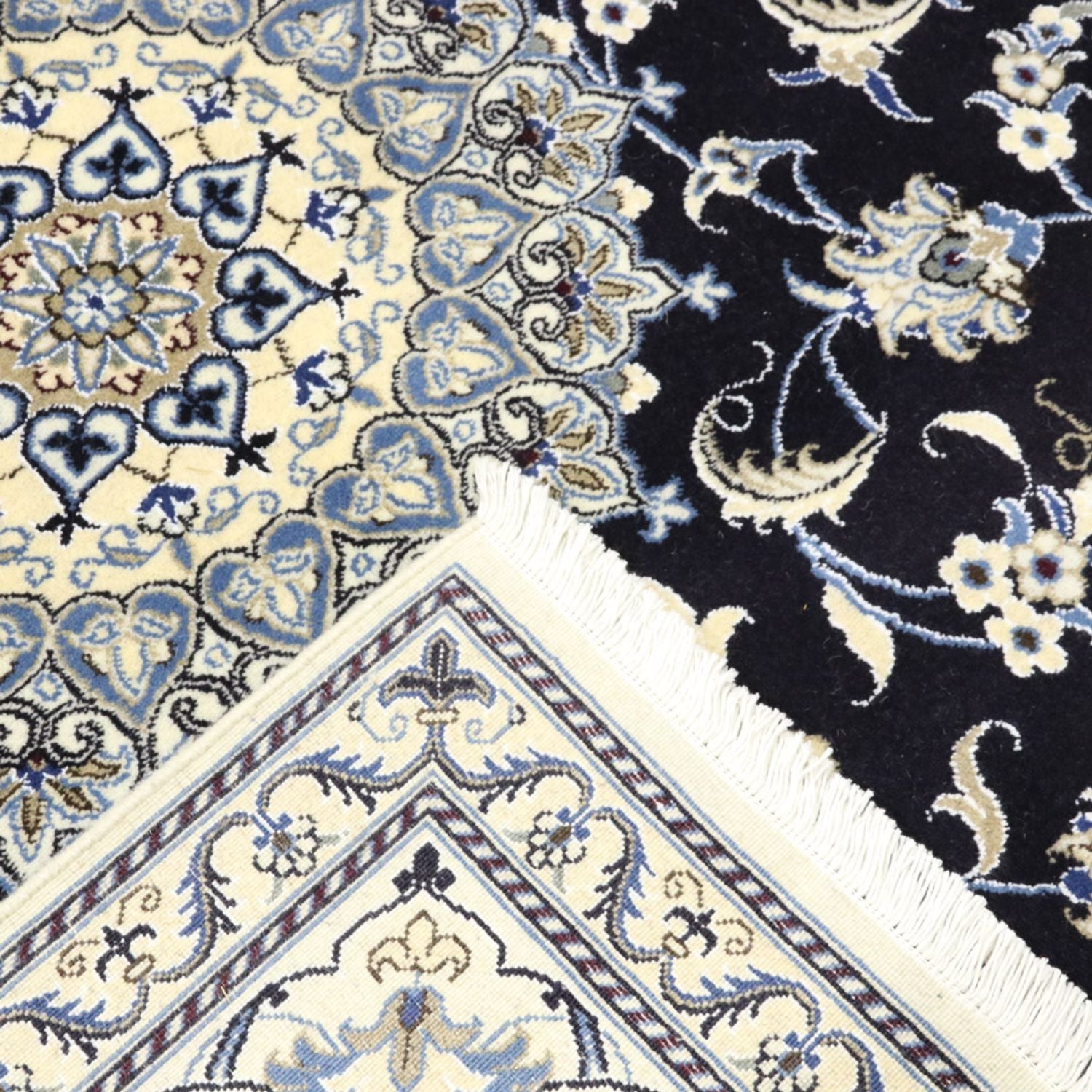 Tapis persan - Nain - 250 x 197 cm - bleu foncé